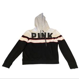 PINK Victoria's Secret Black and White Hoodie. Size M. Excellent Conditions.